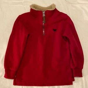 NWOT red 3/4 zip up pull over sweatshirt with fleece collar 4T